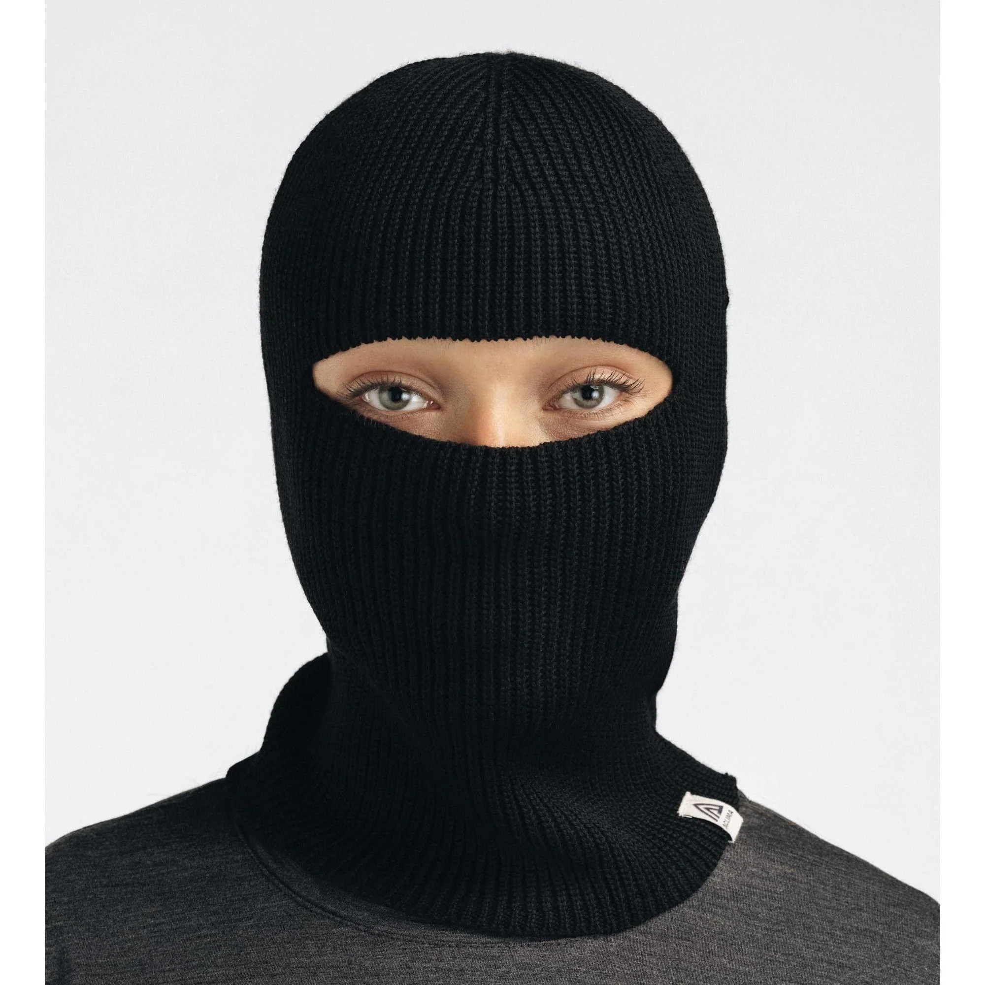 Aclima - Flat Knit Balaclava Hat // Sort - Image 8