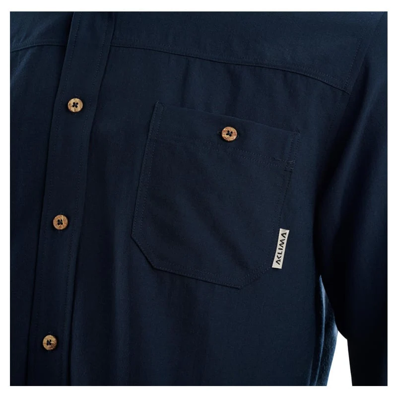 Aclima - LeisureWool Woven Herre Uldskjorte // Navy Blå - Image 7