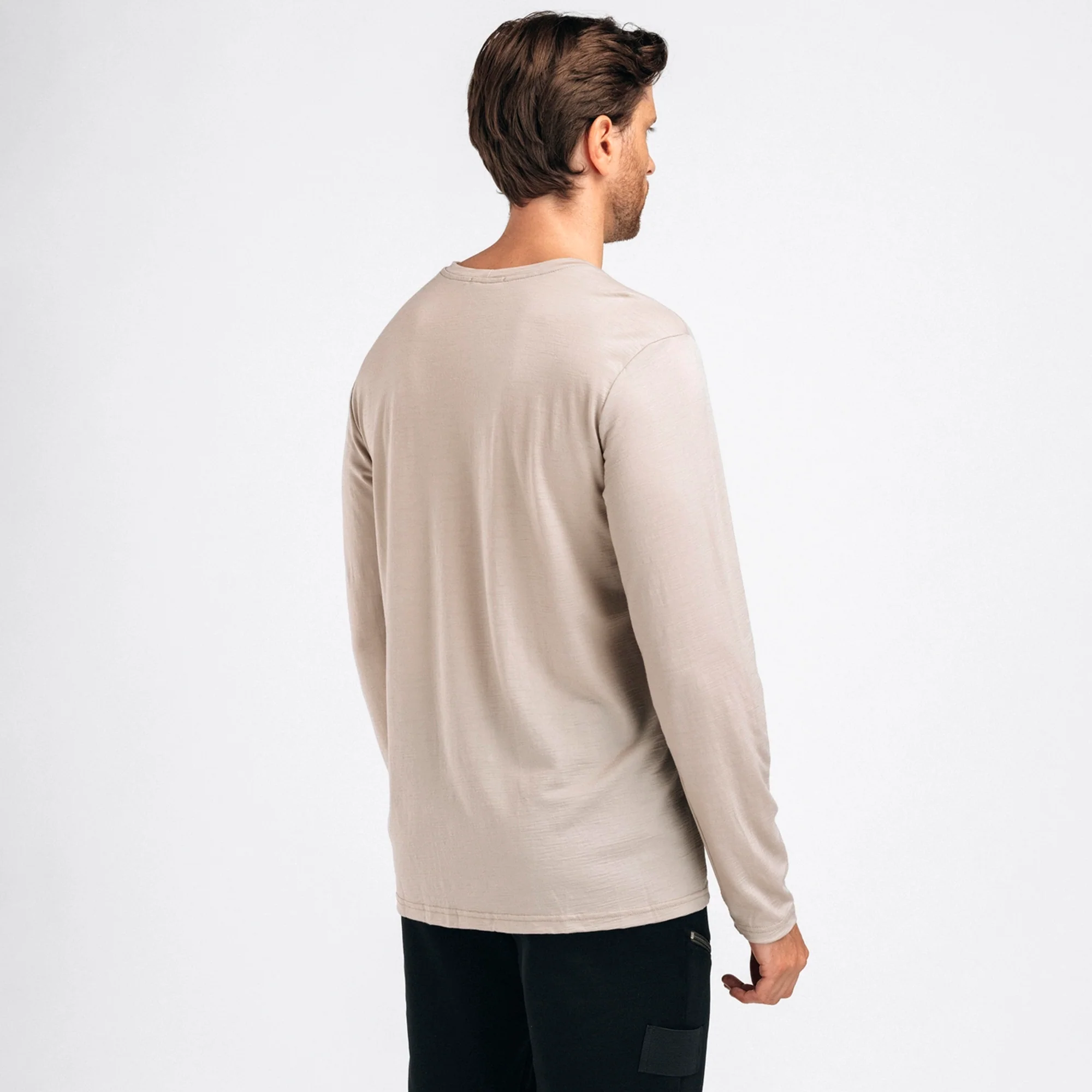 Aclima - LightWool 180 Langærmet Herre Uldtrøje // Simple Taupe - Image 3