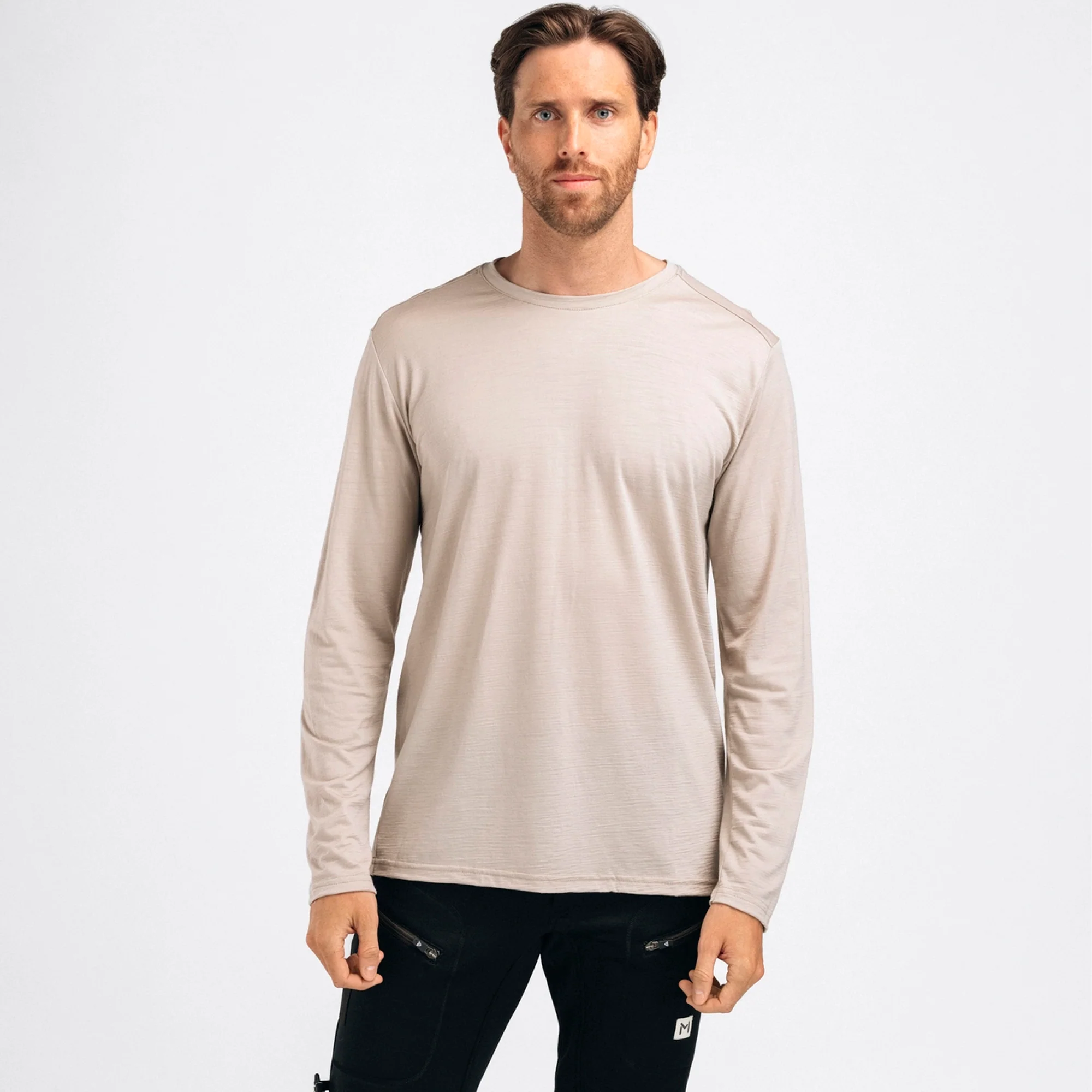 Aclima - LightWool 180 Langærmet Herre Uldtrøje // Simple Taupe - Image 4