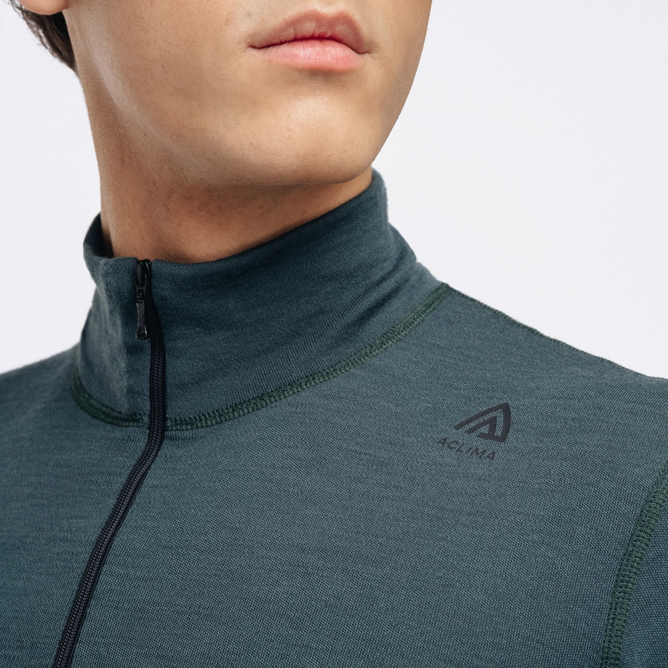 Aclima - WarmWool 200g Mock Neck Herre Uldtrøje // Green Gables - Image 6