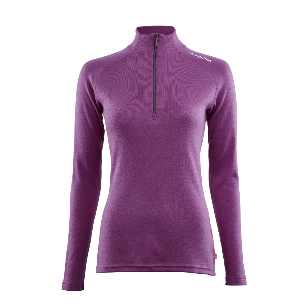 Aclima - WarmWool Dame Mock Neck m. Lynlås // Lilla