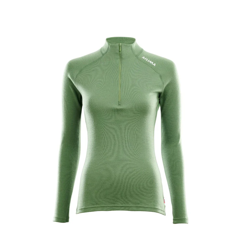 Aclima - WarmWool Dame Mock Neck m. Lynlås // Lys grøn