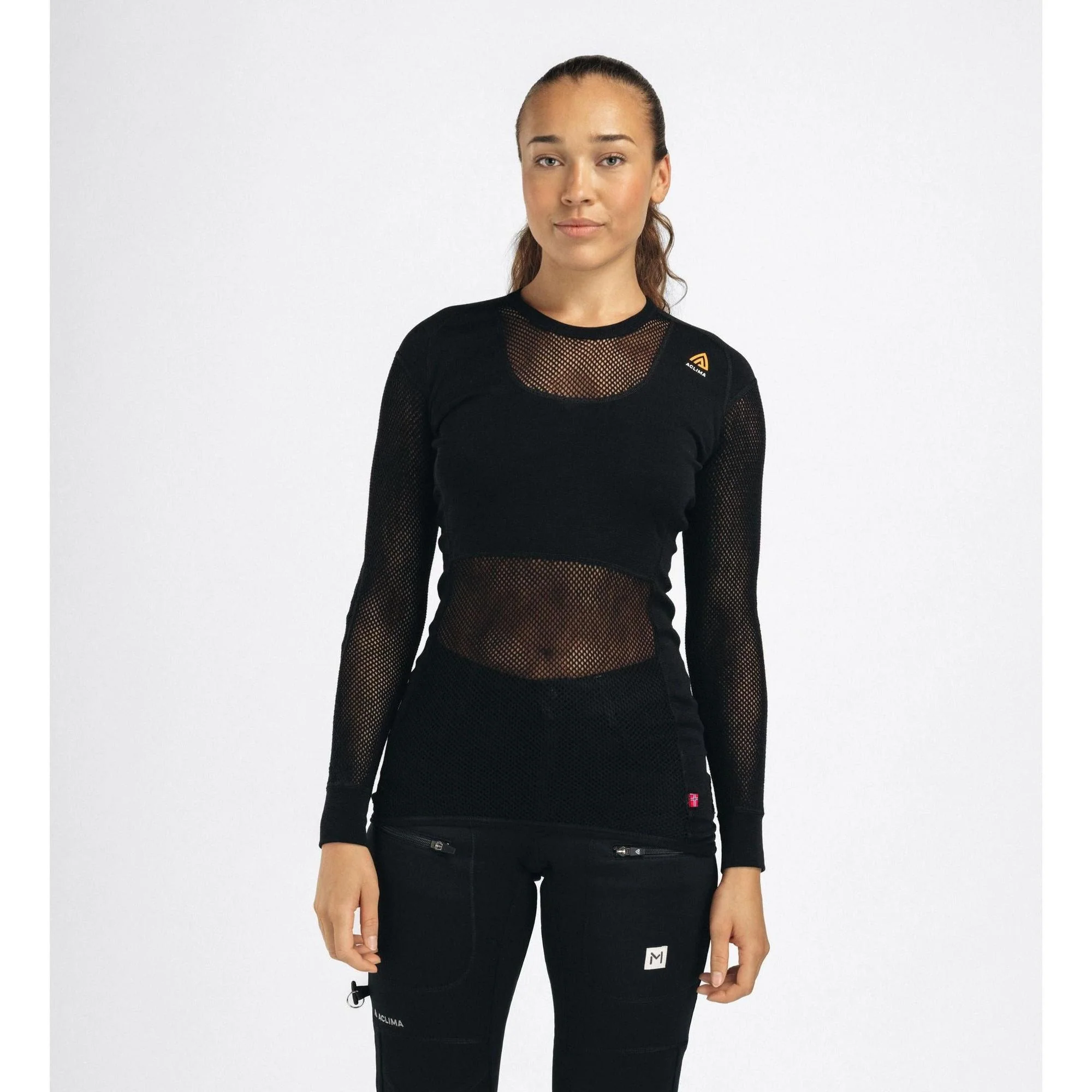 Aclima - WoolNet 120g Dame Crew Neck Uldtrøje // Sort - Image 7