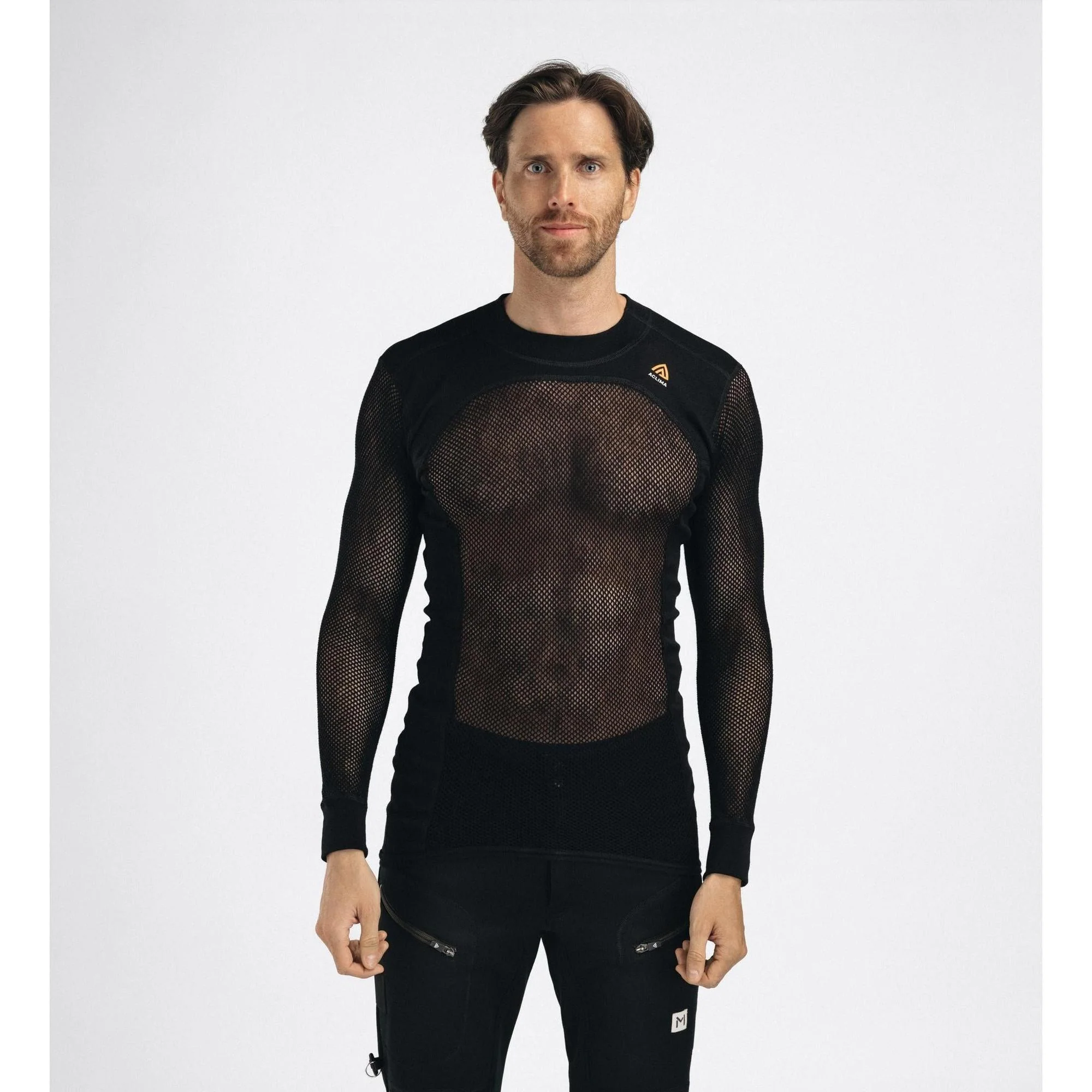 Aclima - Woolnet 120g Herre Crew Neck Uldtrøje // Sort - Image 5