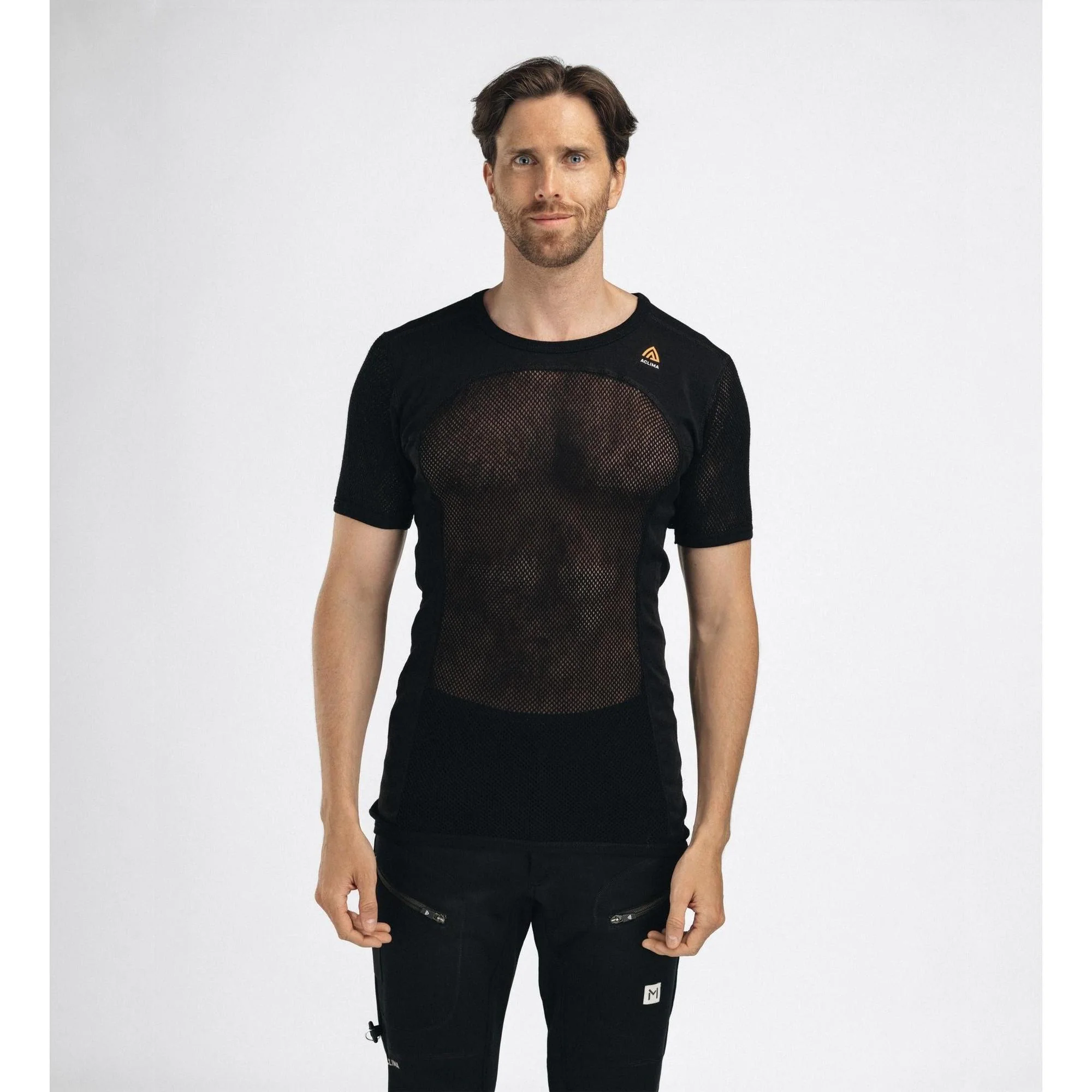 Aclima - WoolNet 120g Herre T-shirt // Sort - Image 4
