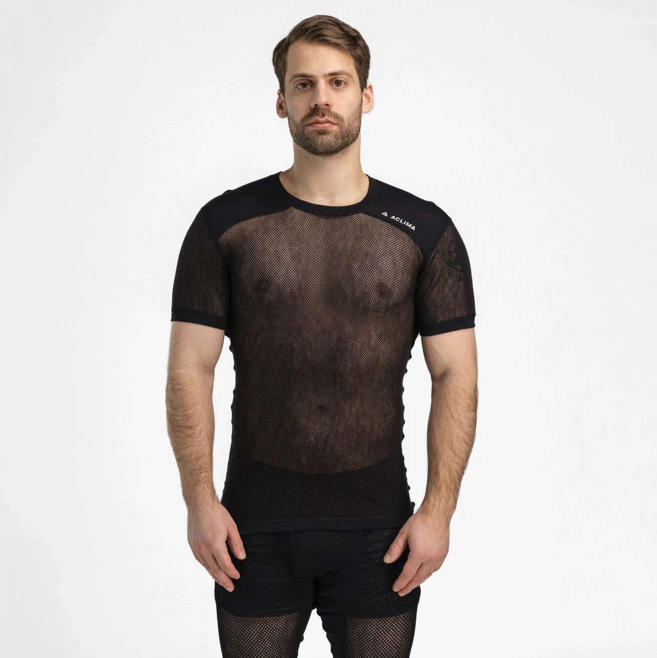 Aclima - WoolNet Light Herre Uld T-shirt // Sort - Image 3