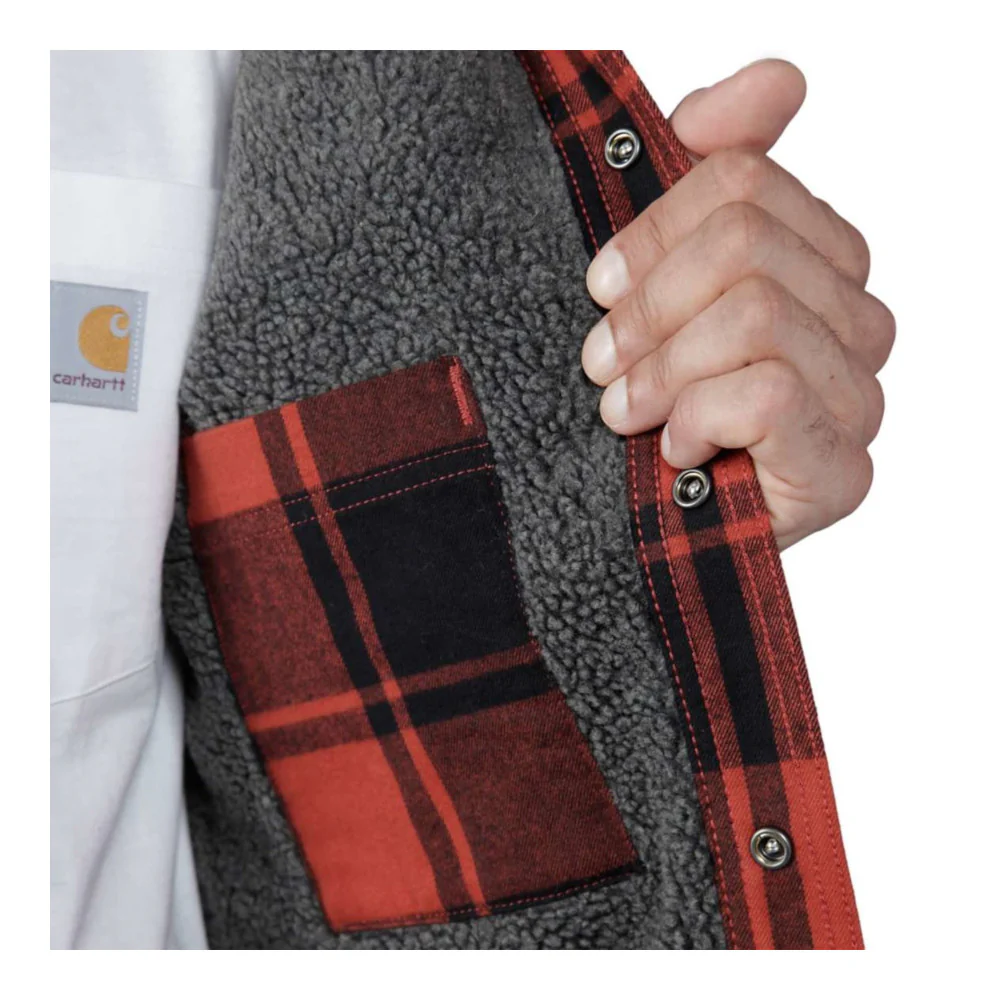 Carhartt - Flannel Sherpa-Lined Skjorte // Rød Okker - Image 5