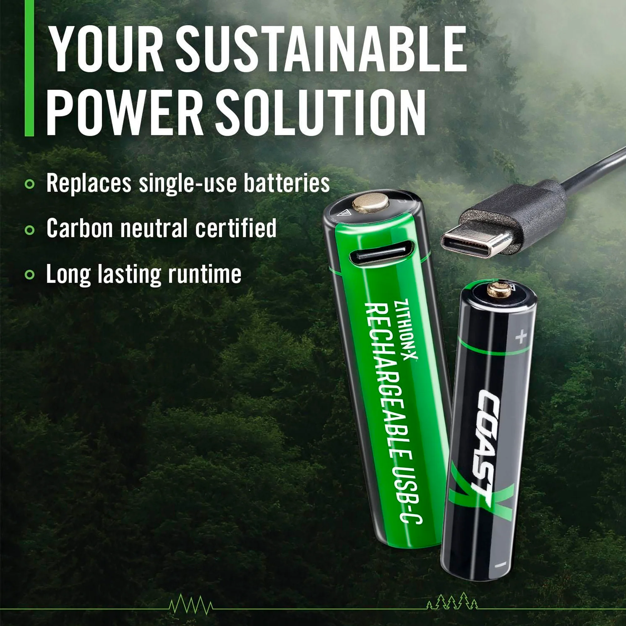 Coast - AAA 1.5V USB-C genopladelige batterier 750 mAh (4 stk) - Image 3