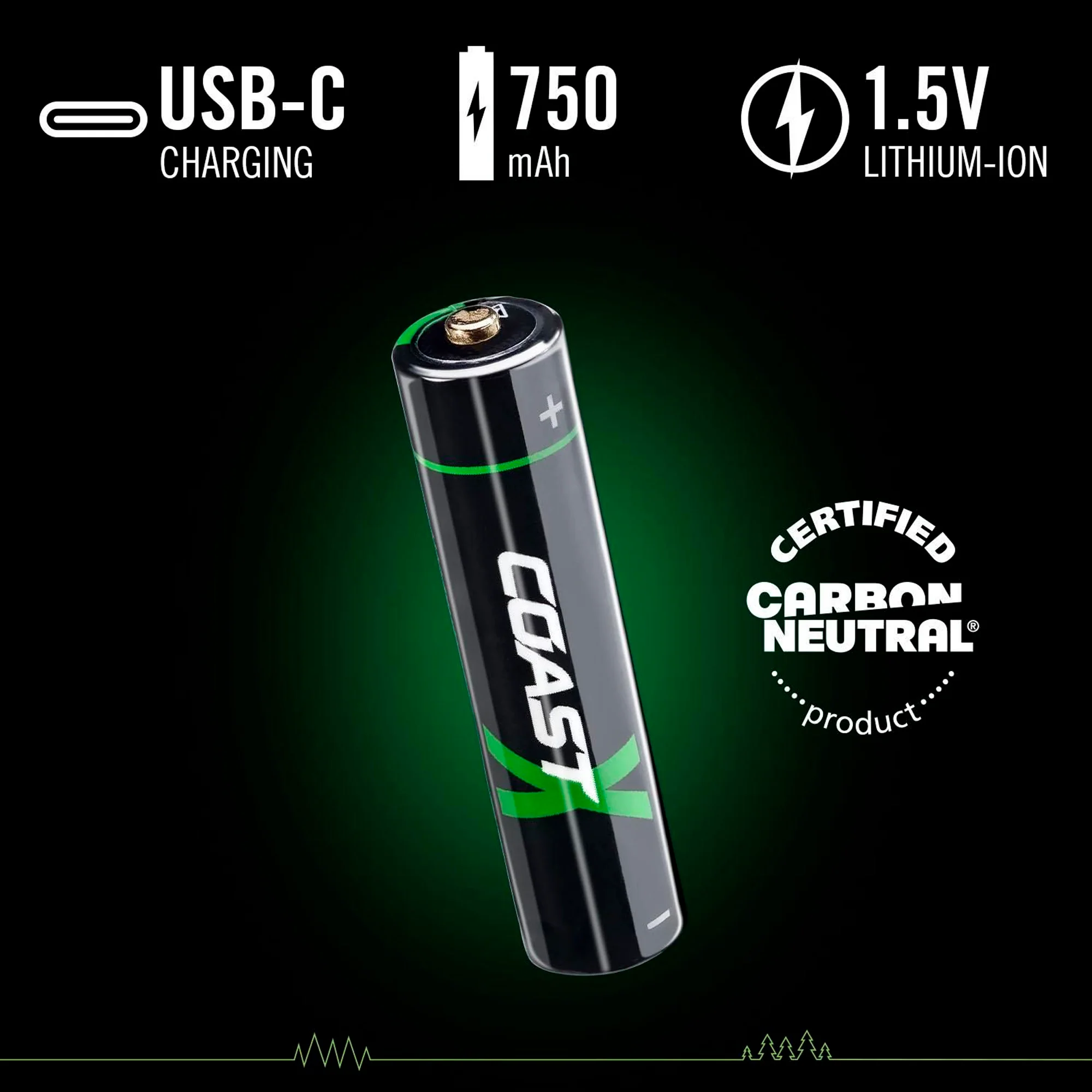 Coast - AAA 1.5V USB-C genopladelige batterier 750 mAh (4 stk) - Image 5