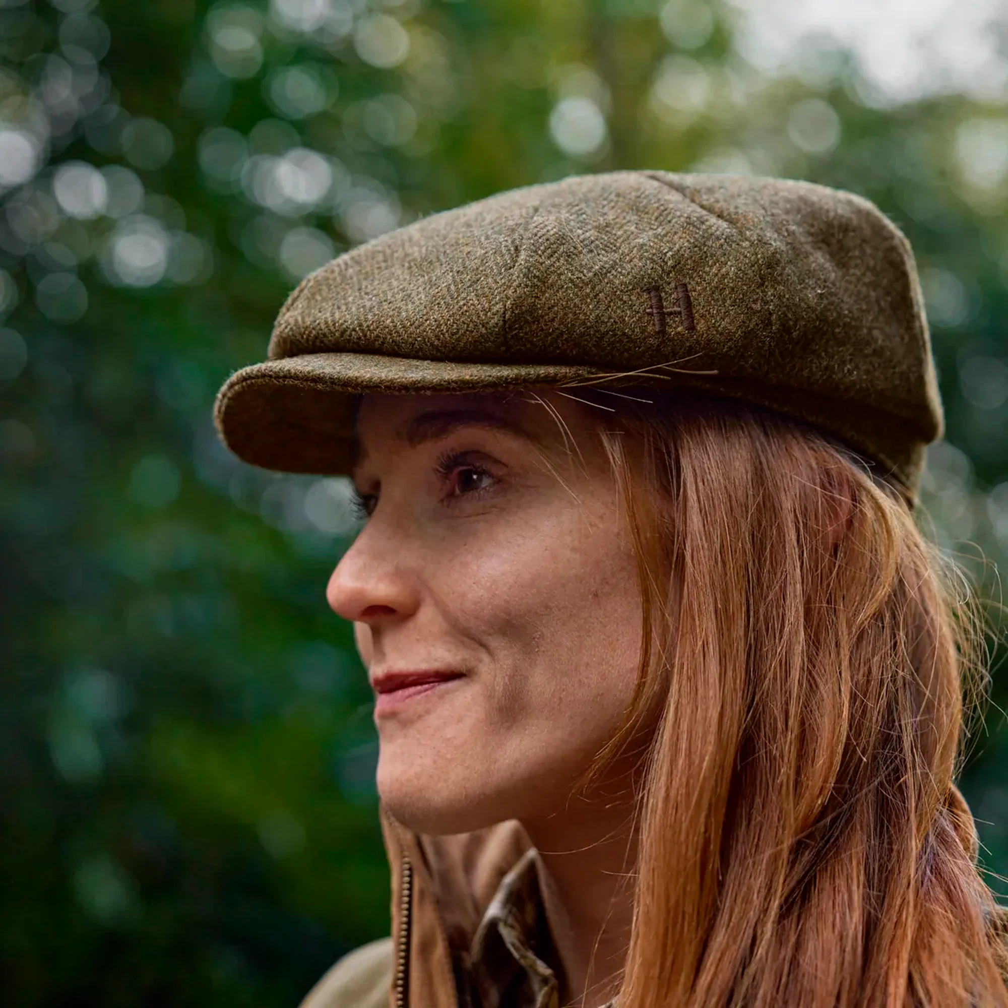 Härkila - Kenmore Cl. Baker Boy Cap // Forest Green / Herringbone - Image 2