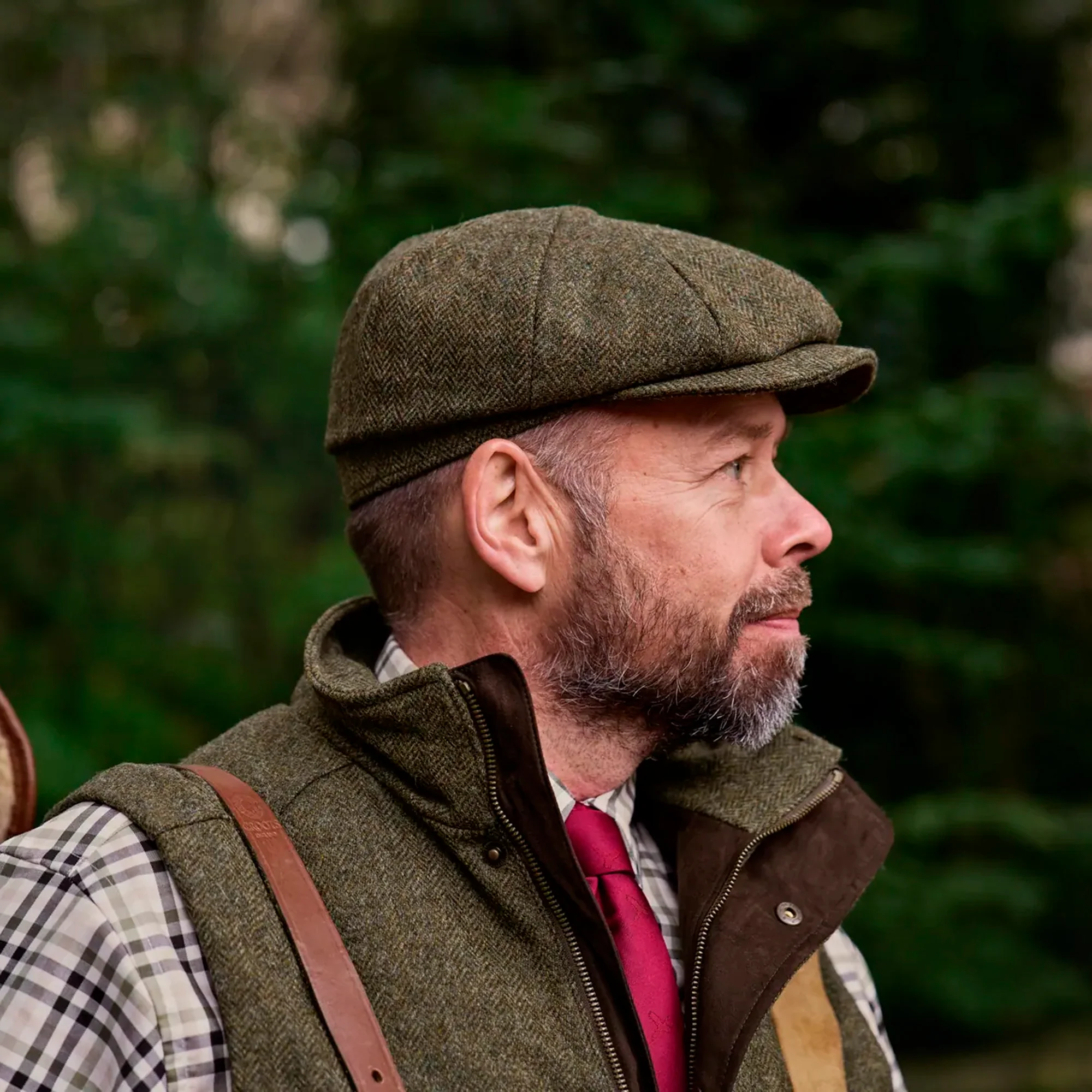 Härkila - Kenmore Cl. Baker Boy Cap // Forest Green / Herringbone - Image 4