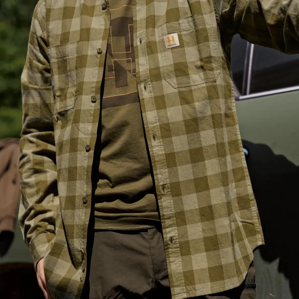 Härkila - Skandinavisk L/S-Skjorte // Dark Olive Check - Image 8