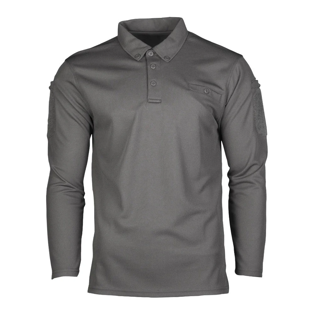 Mil-Tec - Tactical Quickdry Langærmet Herre Polo // Grå