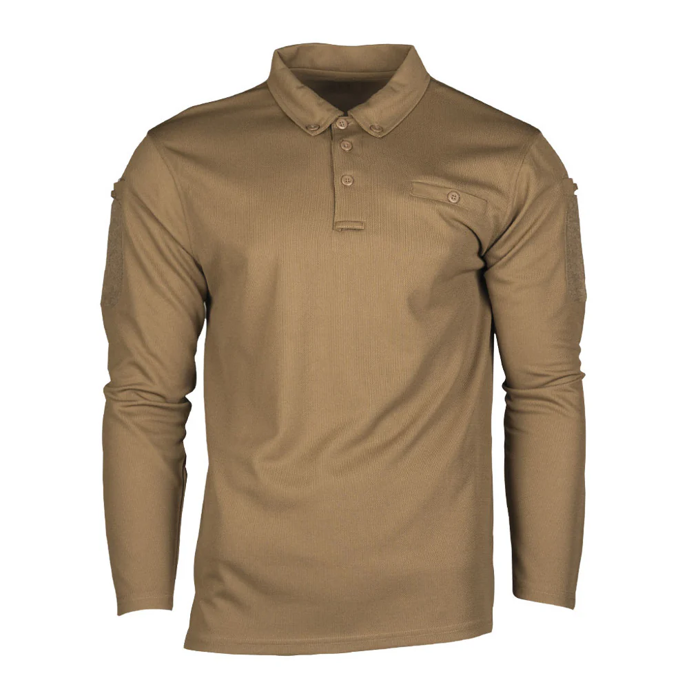 Mil-Tec - Tactical Quickdry Langærmet Herre Polo // Dark Coyote