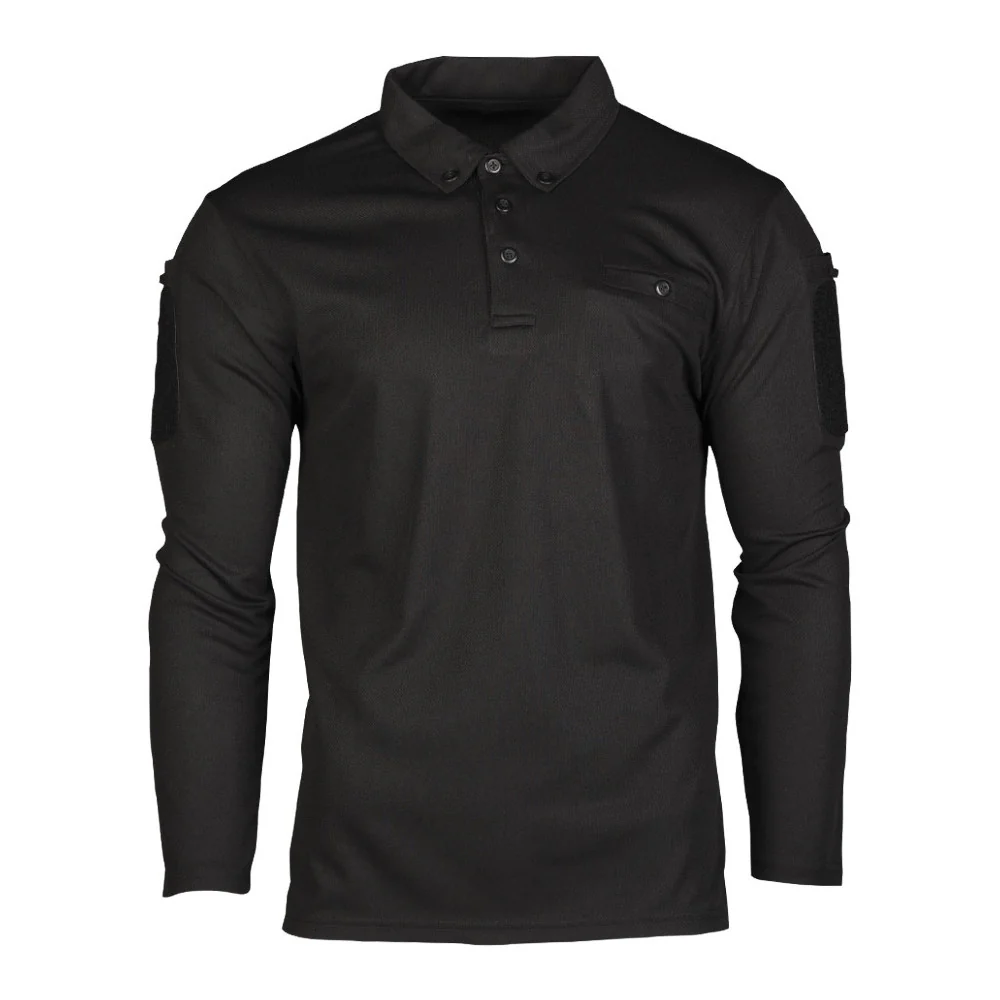 Mil-Tec - Tactical Quickdry Langærmet Herre Polo // Sort