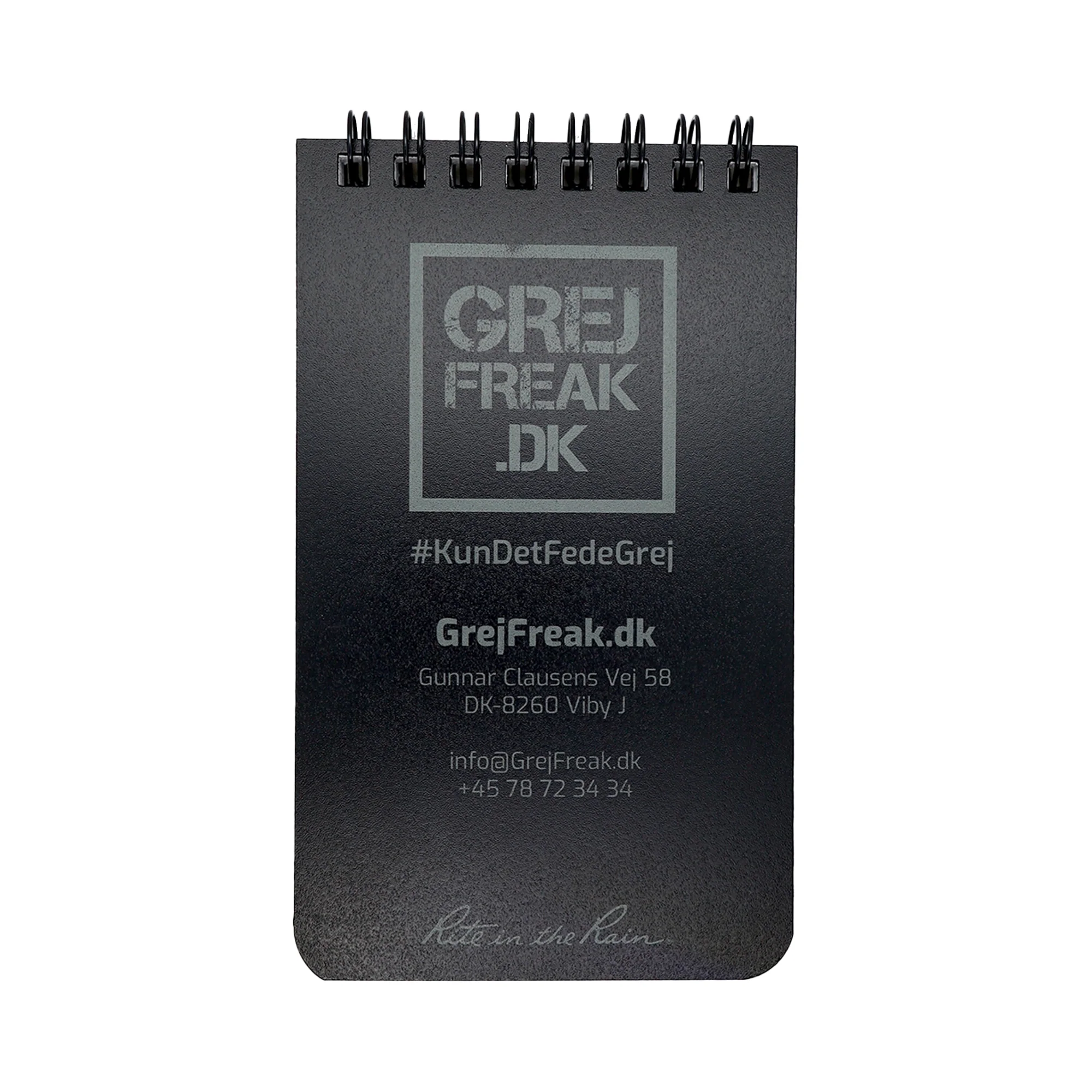 Rite In The Rain - Pocket Top Spiral m. GrejFreak.dk Logo 8 x 13 cm // Sort