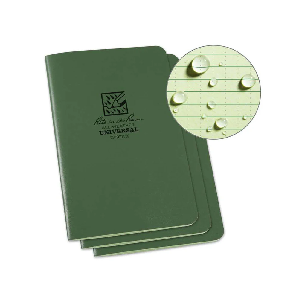 Rite In The Rain - Stapled Notebook (3-pak) // Grøn