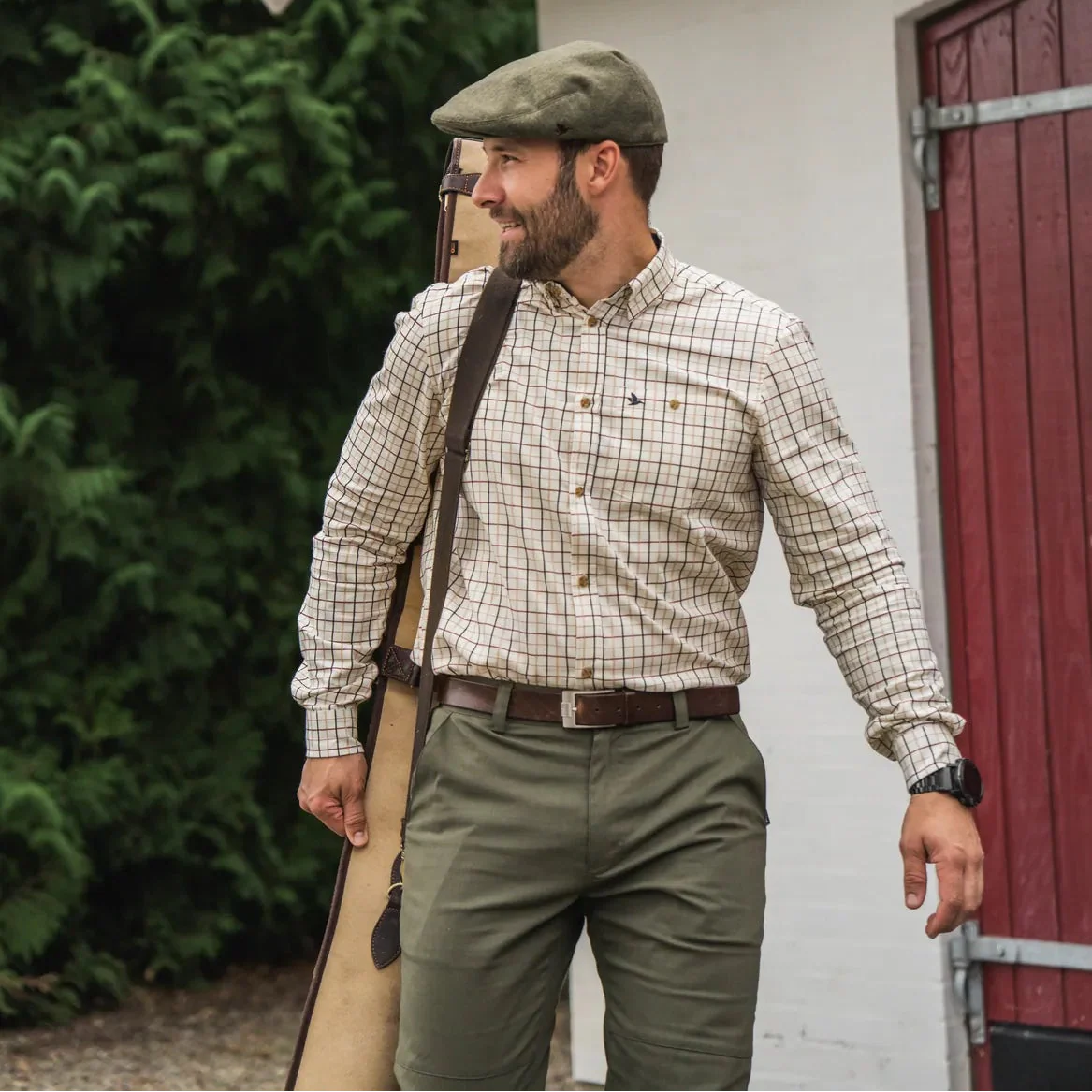 Seeland - Oxford Shooting Skjorte // Classic Blue / Merlot Check - Image 7