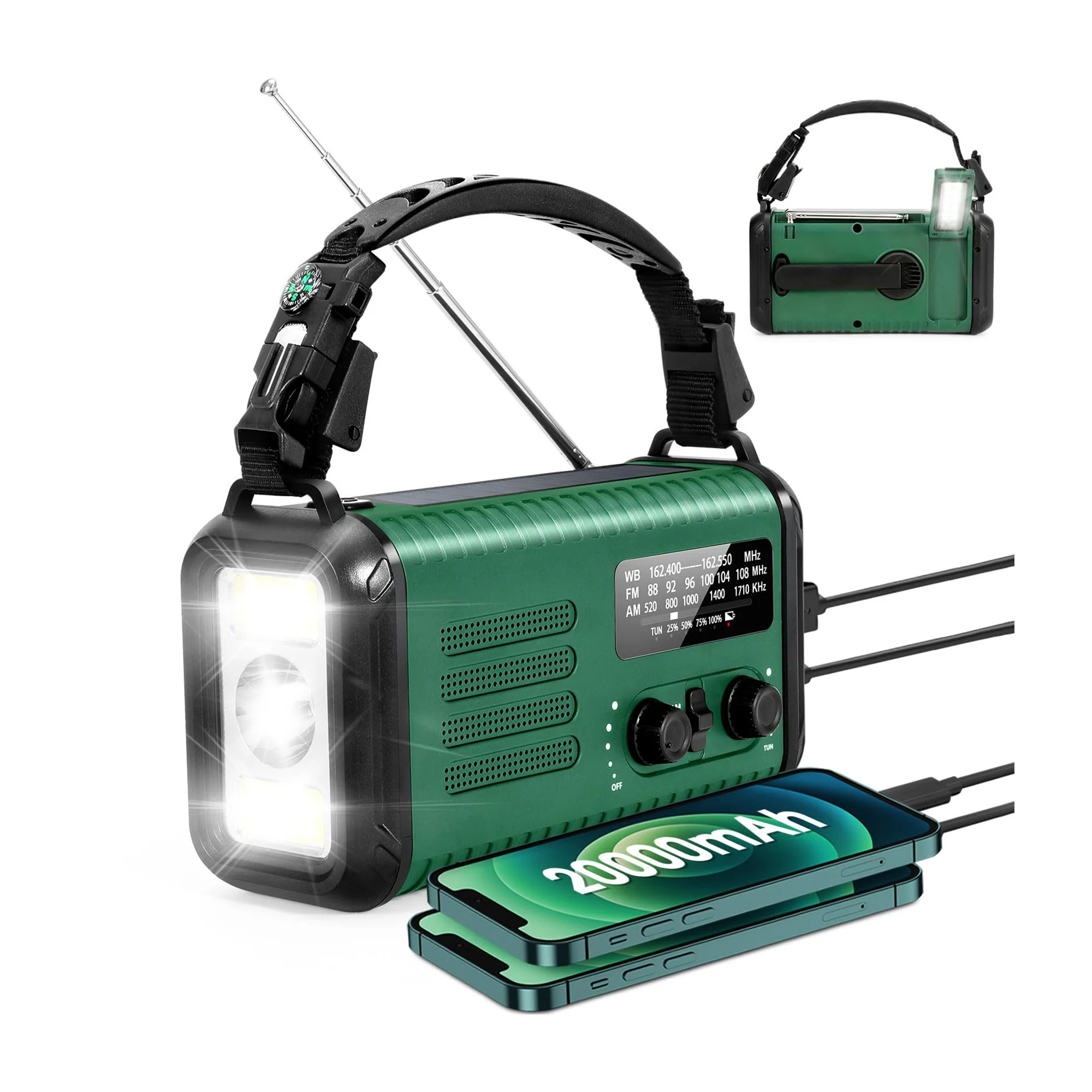 Sunny Hiker - Nødradio m. Powerbank 20.000 mAh