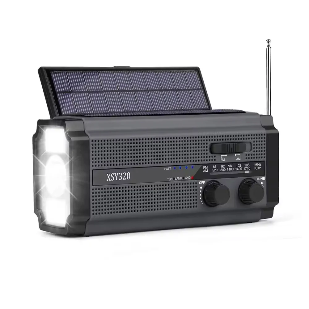 Sunny Hiker - Nødradio m. Powerbank 5.000 mAh (Kan bruge 3xAAA Batterier) // Sort
