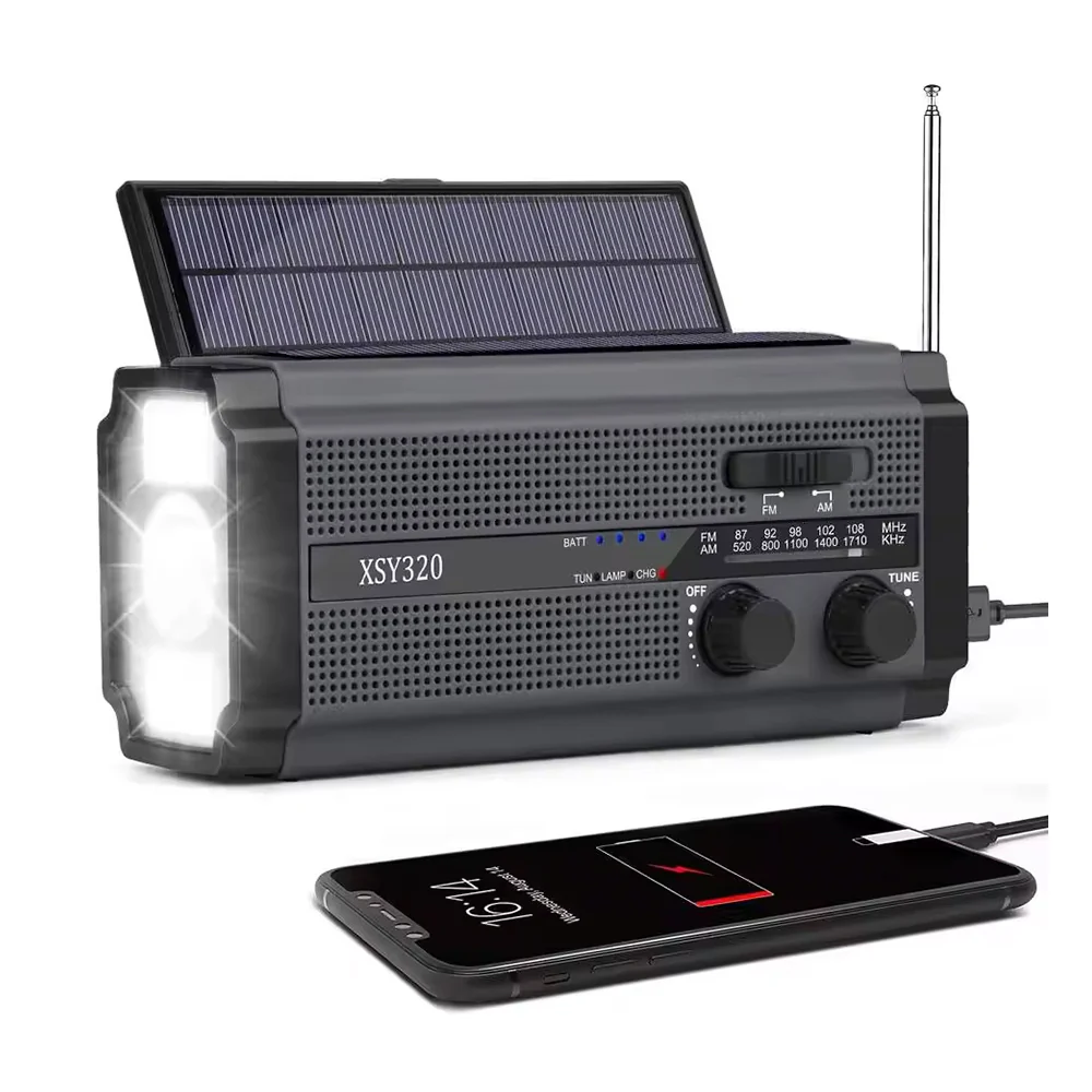 Sunny Hiker - Nødradio m. Powerbank 5.000 mAh (Kan bruge 3xAAA Batterier) // Sort - Image 4