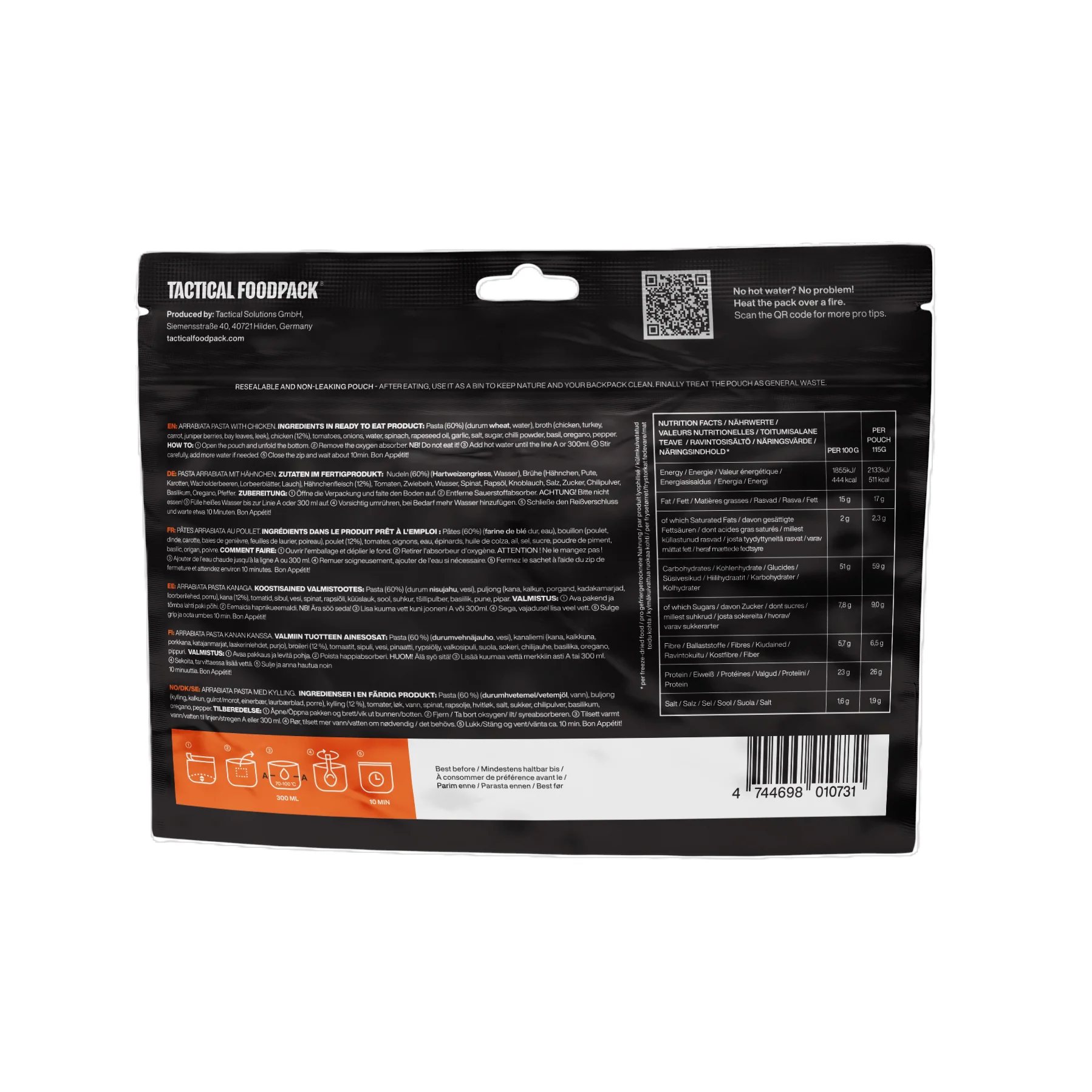 Tactical Foodpack - Arrabiata Pasta Med Kylling, 511 kcal - Image 3