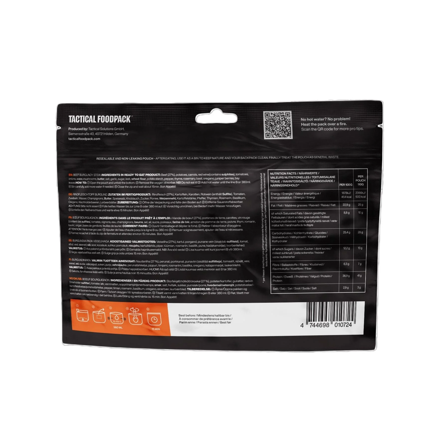 Tactical Foodpack - Burgundy Stew med oksekød, 500 kcal - Image 3