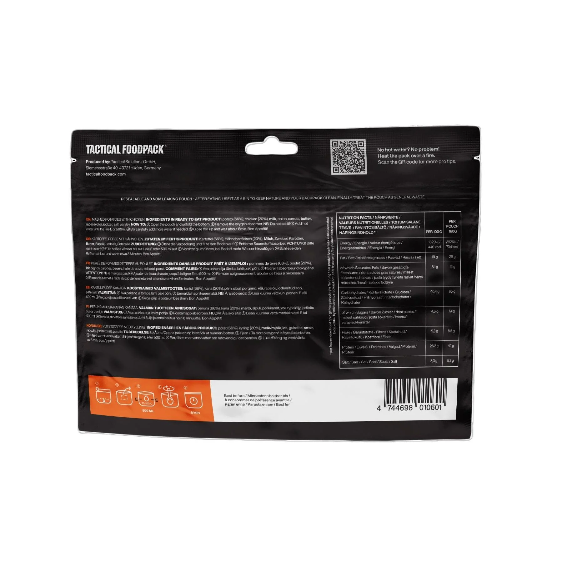 Tactical Foodpack - Kartoffelmos med Kylling - Stor Portion, 704 Kcal - Image 3