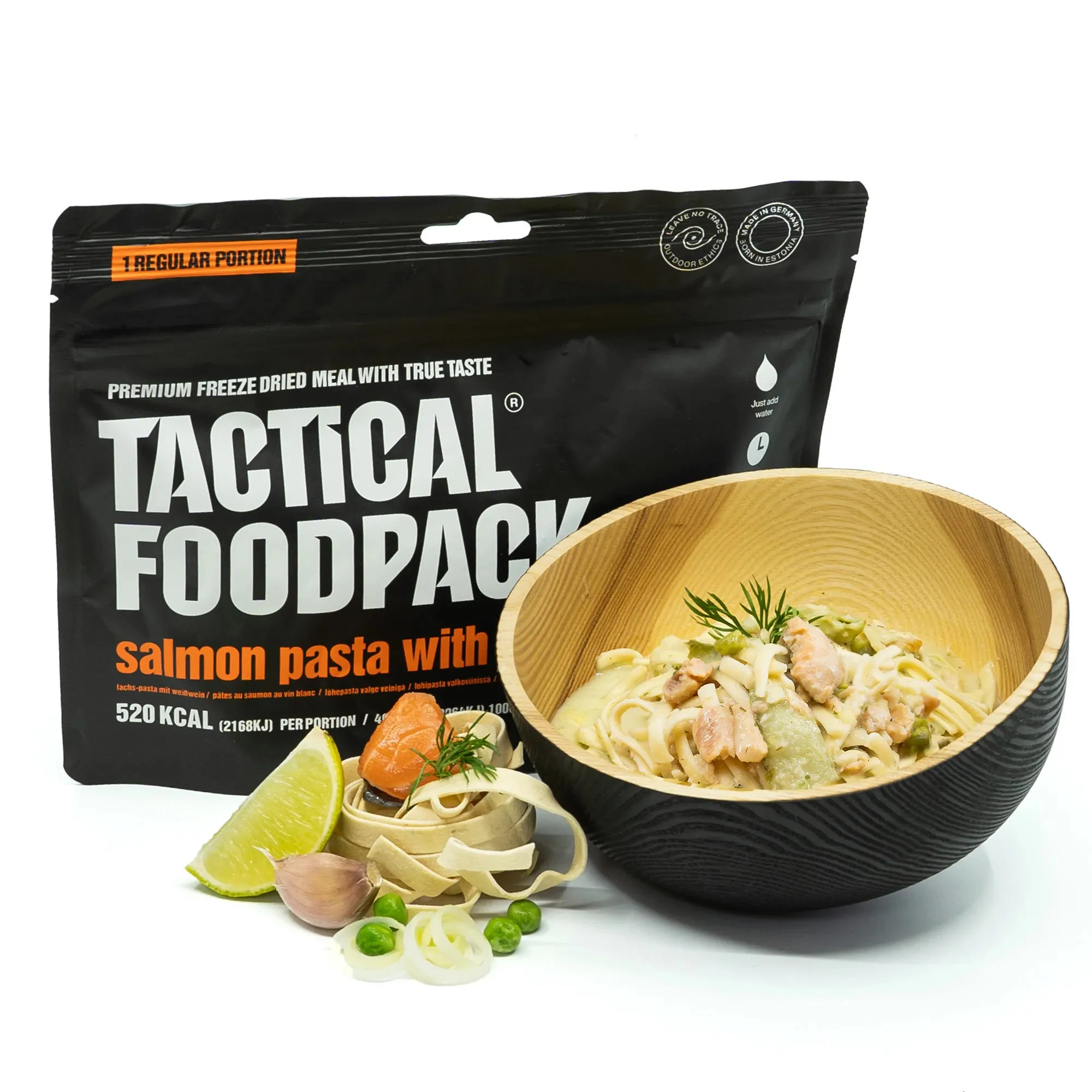 Tactical Foodpack - Pasta Med Laks i Hvidvinssauce, 520 Kcal