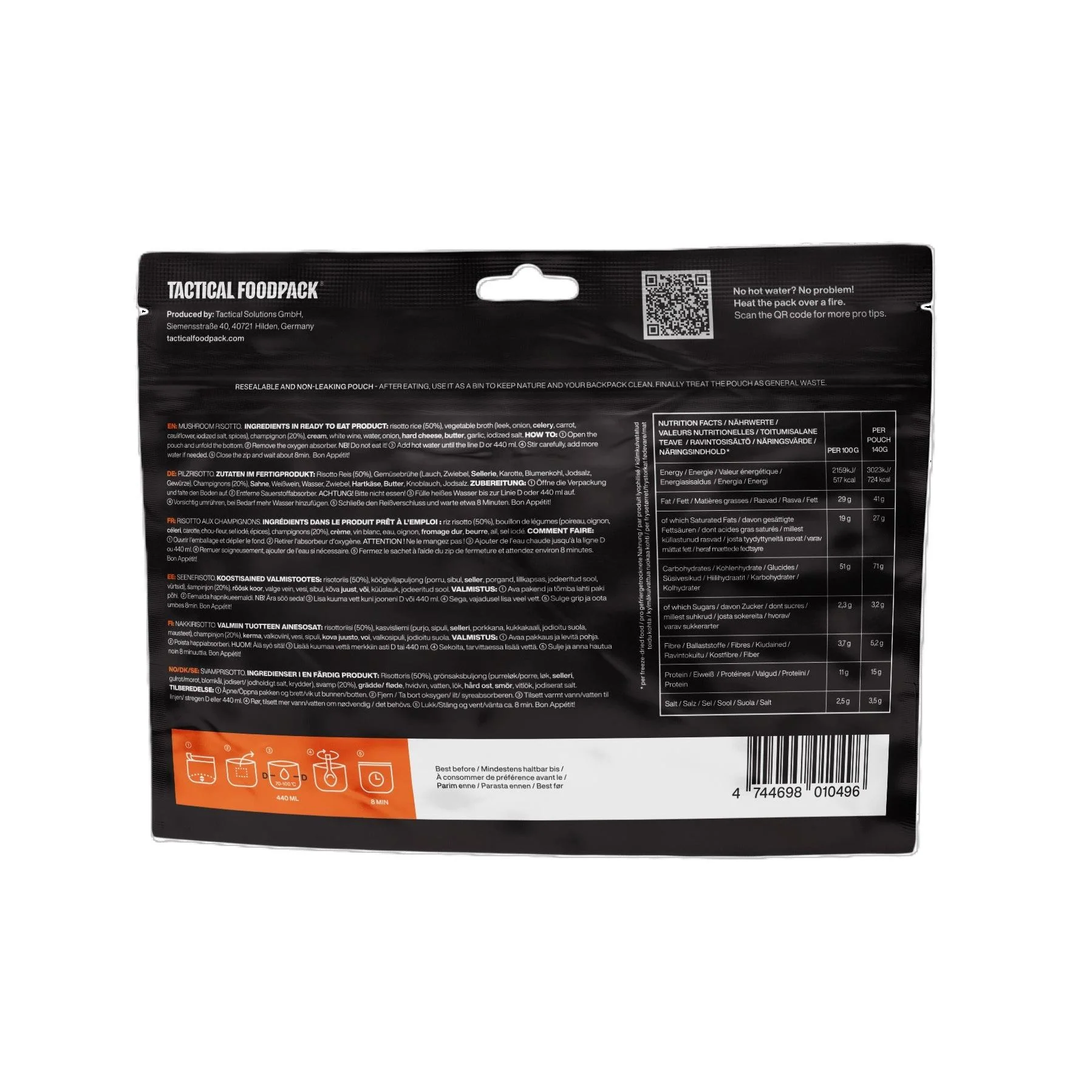 Tactical Foodpack - Svampe Risotto - Stor Portion, 724 Kcal - Image 3