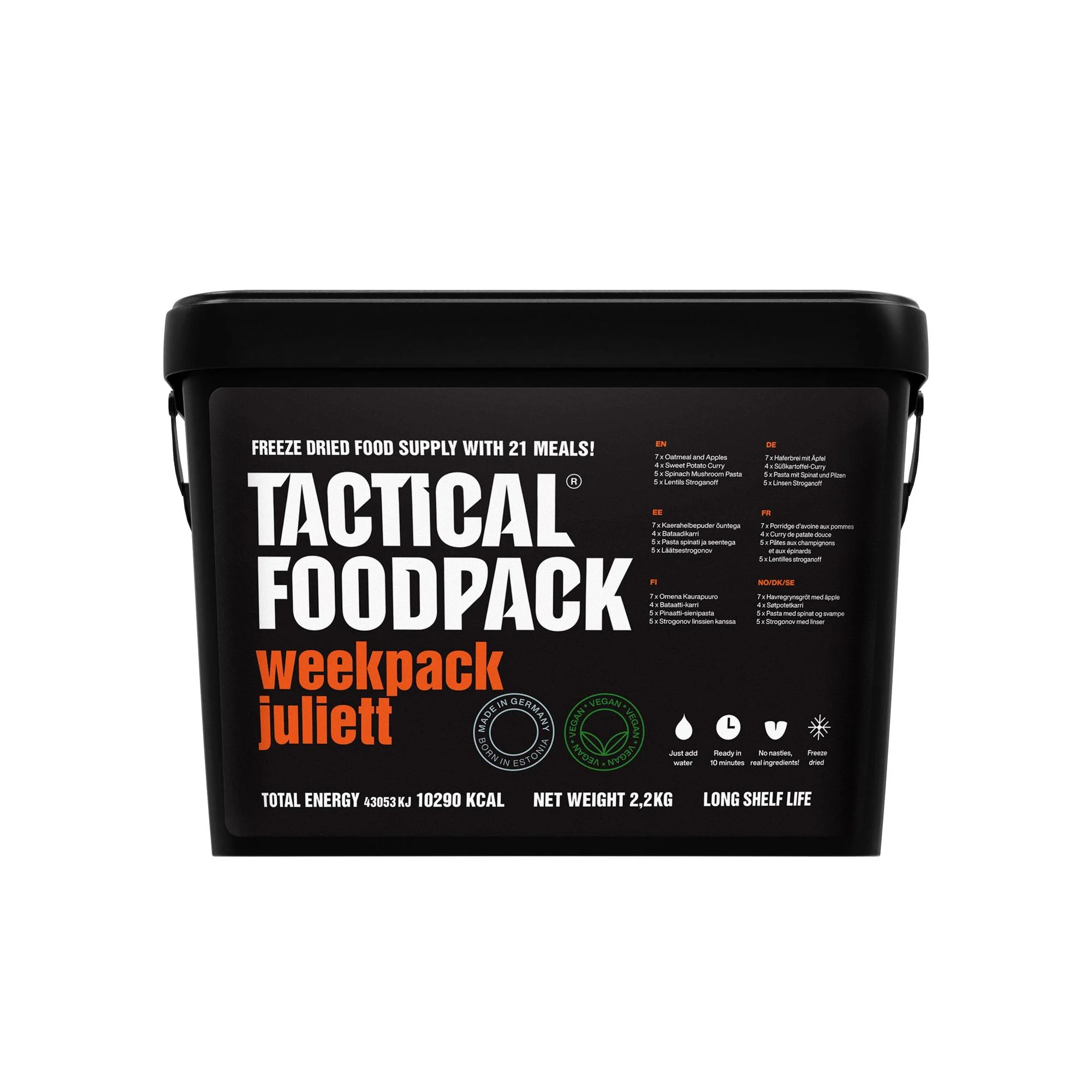 Tactical Foodpack - Vegansk Weekpack Juliett Feltration, 21 måltider (10.290 Kcal)