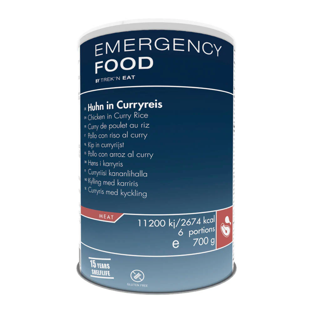 Trek'n Eat - Emergency Food Kylling i Karry m. Ris, 6 Portioner, 700g (15 års holdbarhed)