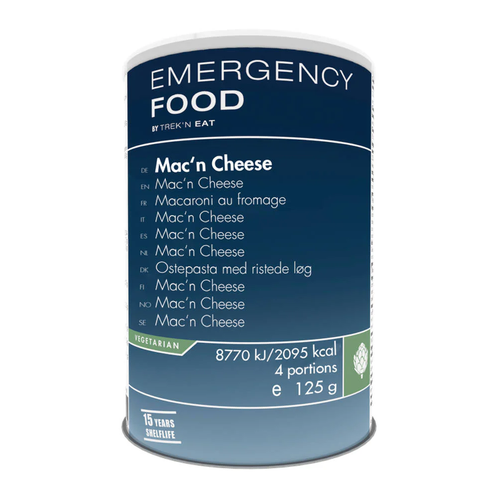 Trek'n Eat - Emergency Food Mac'n Cheese, 4 portioner, 500g (15 års holdbarhed)