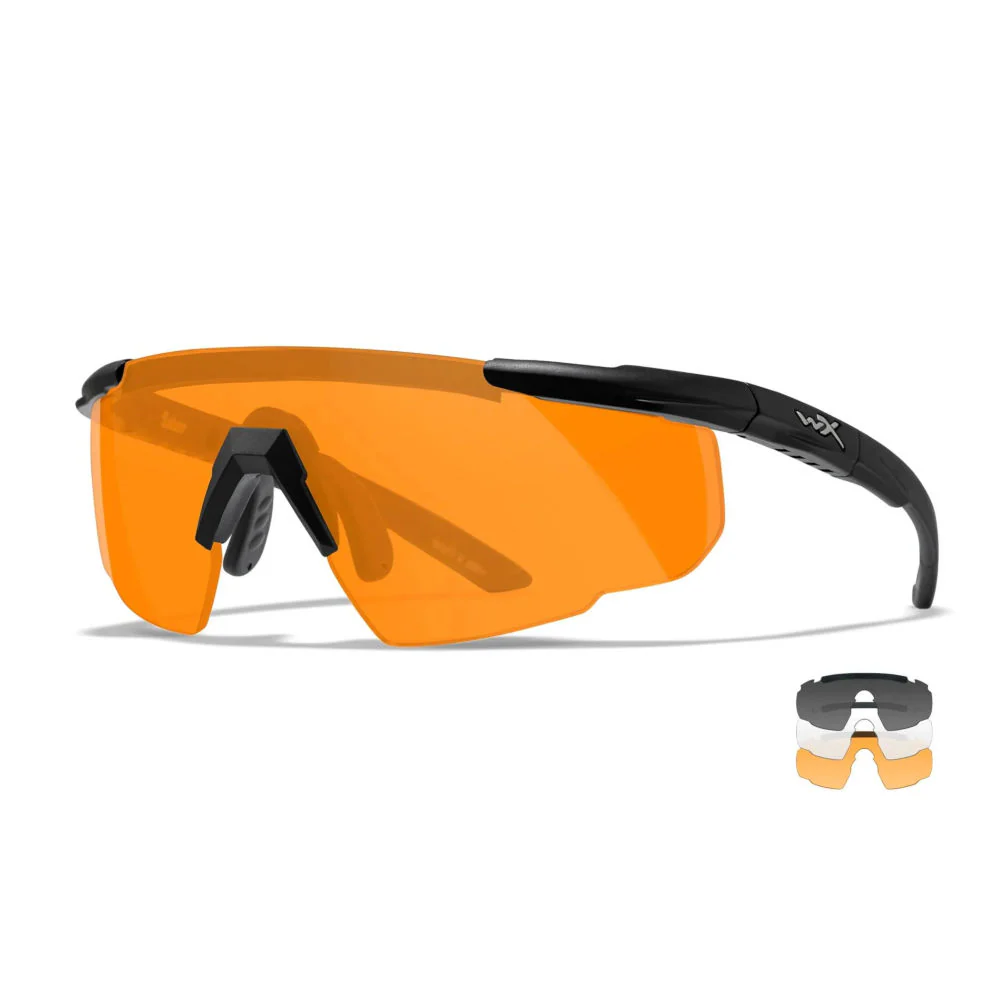 Wiley X - Saber Advanced Ballistiske Briller i Sort // 3 Linser - Grå/Klar/Orange