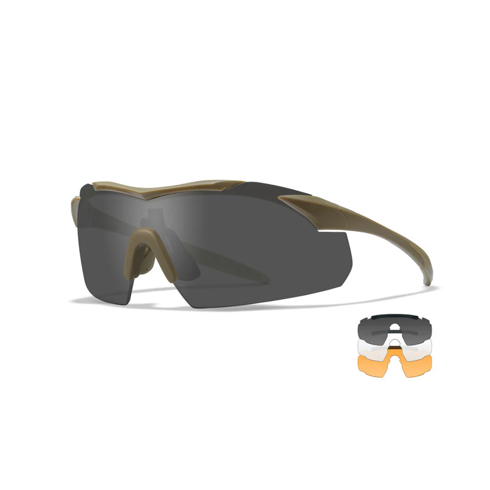 Wiley X - VAPOR 2.5 Tan Frame Solbriller // 3 Linser