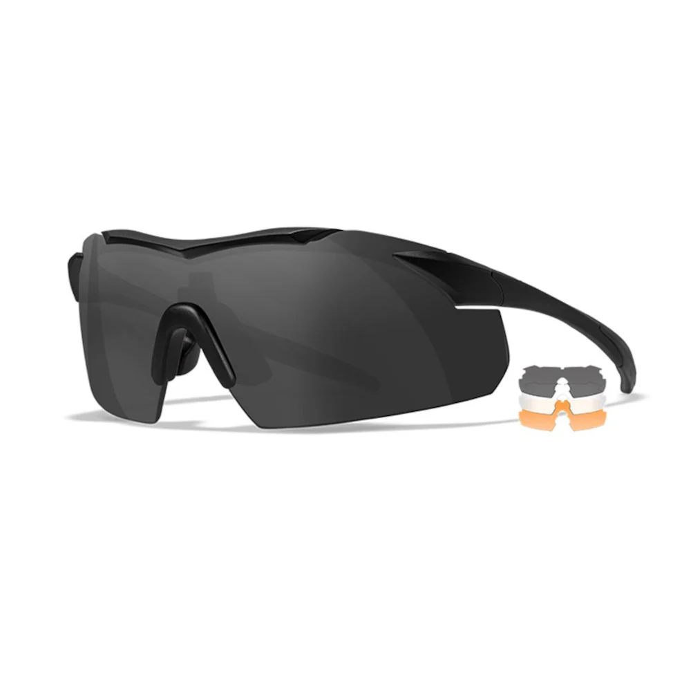 Wiley X - VAPOR COMM 2.5 Ballistiske Briller // Sort Stel - 3 Linser Grå/Klar/Orange