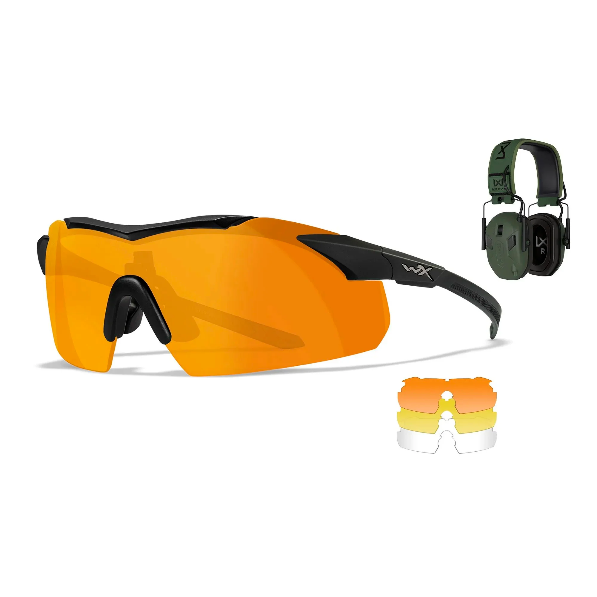 Wiley X - VAPOR COMM Shooting Range Kit med Earmor M300WXJ Aktiv Høreværn